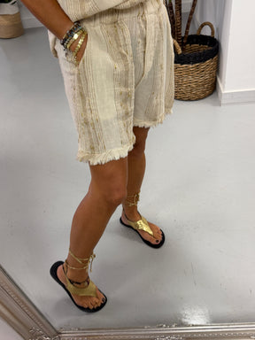 Golden Sands Frayed Shorts - Stone