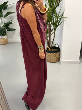 Bandana Scarf Jumpsuit - Wine