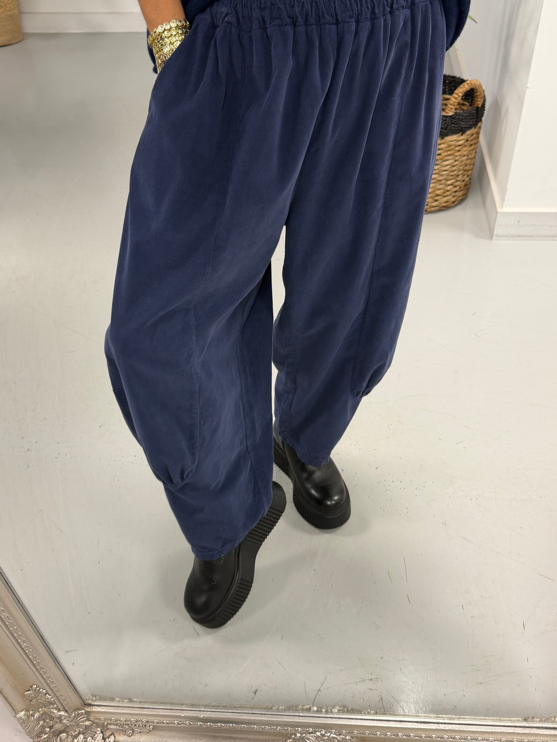 The Orleans Needlecord Joggers - Navy (Size 10-18)