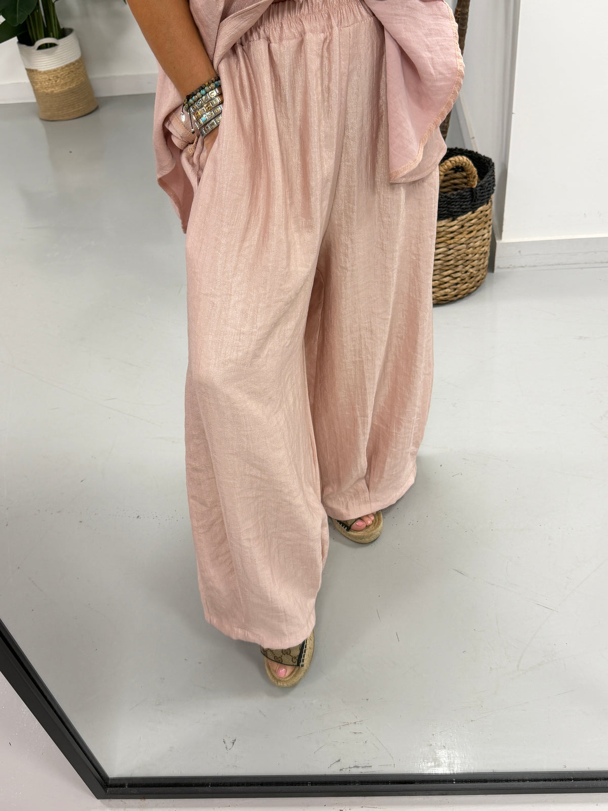 I.D Arizona Wide Leg Trouser - Blush Pink