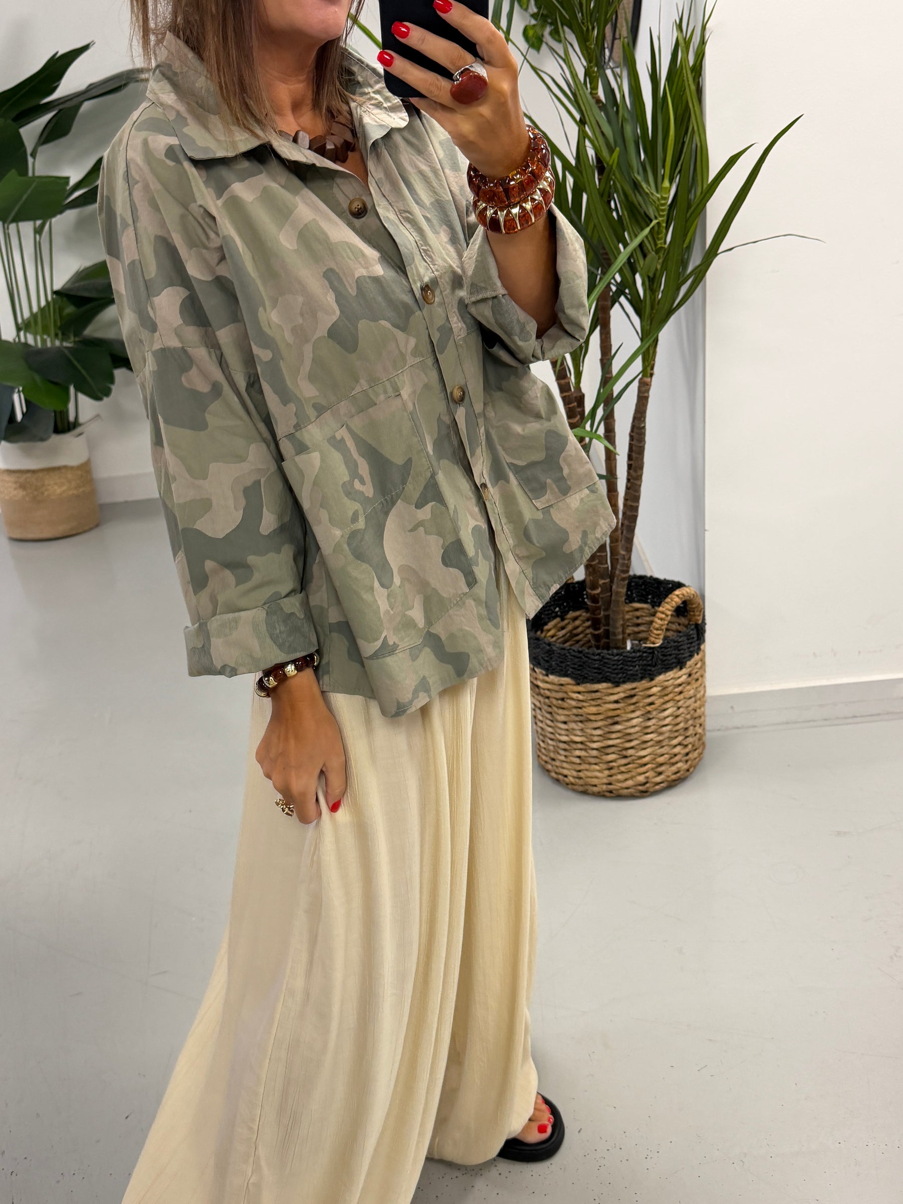 The Retro Camo Shacket - Light Khaki
