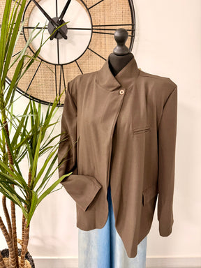 Funnel Neck Blazer - Chocolate