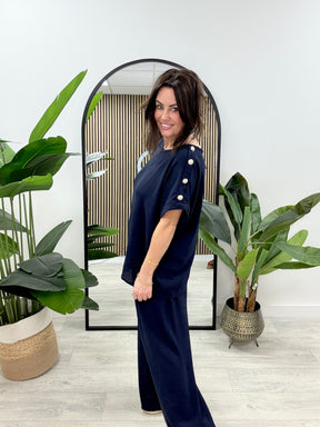 Military Button Co Ord Set - Navy