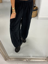 Cord Front Pocket Barrel Trousers - Black (Size 12 - 18)