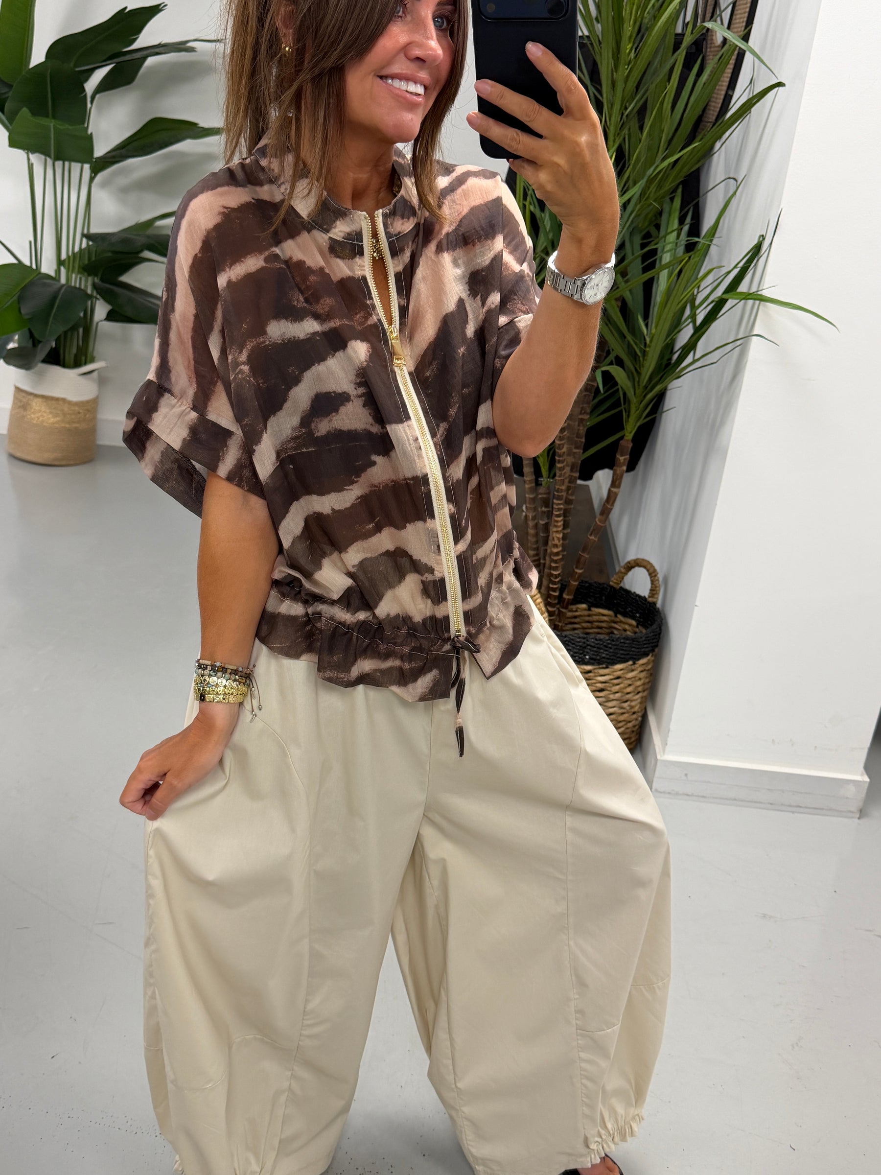 Lightweight Cropped Sleeve Jacket - Animal