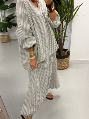 The Vichy Gingham Tunic - Light Mocha