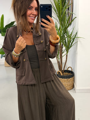 Zeta Otto Military Jacket - Chocolate