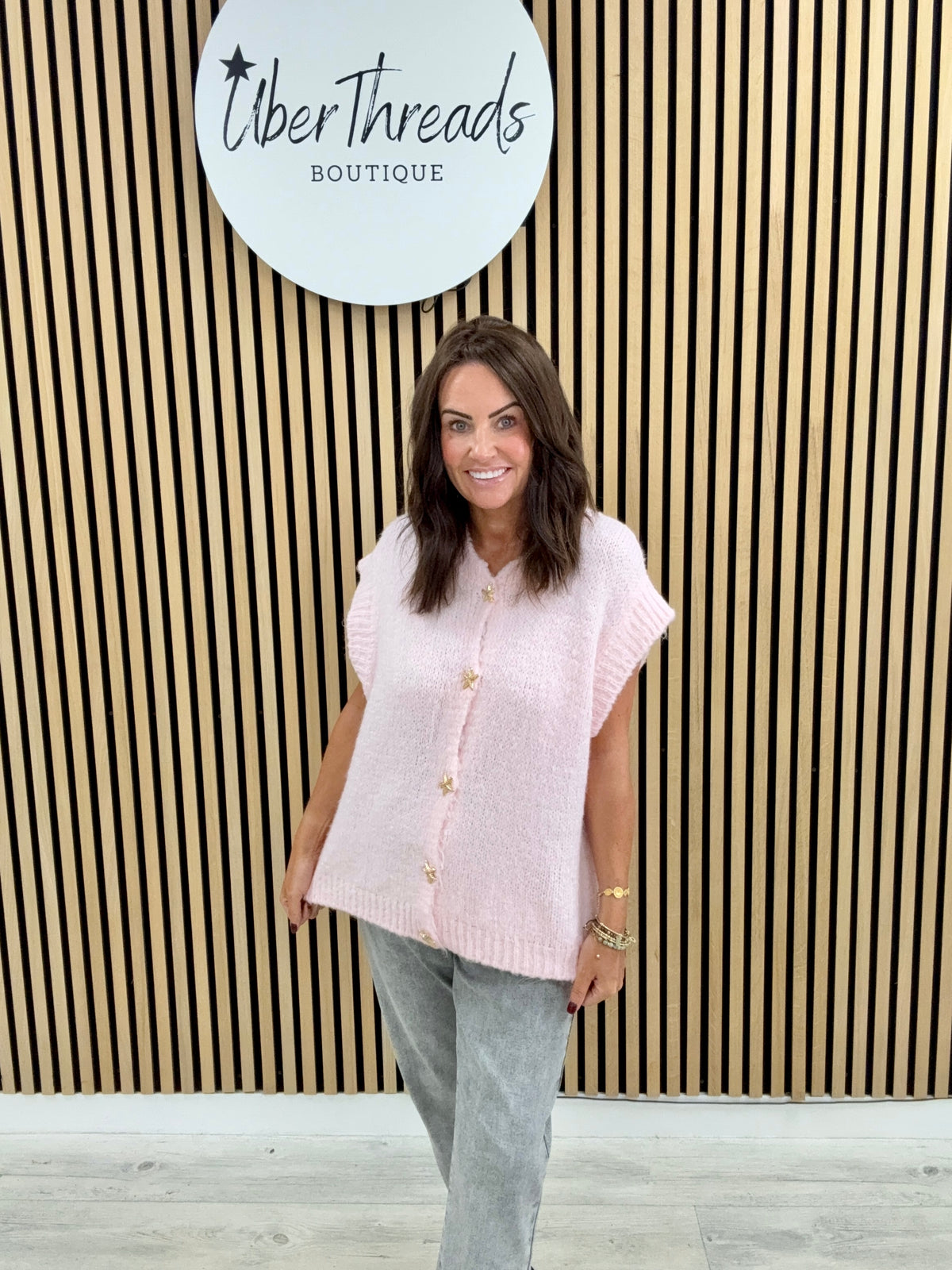 Knitted Starfish Button Waistcoat - Pink