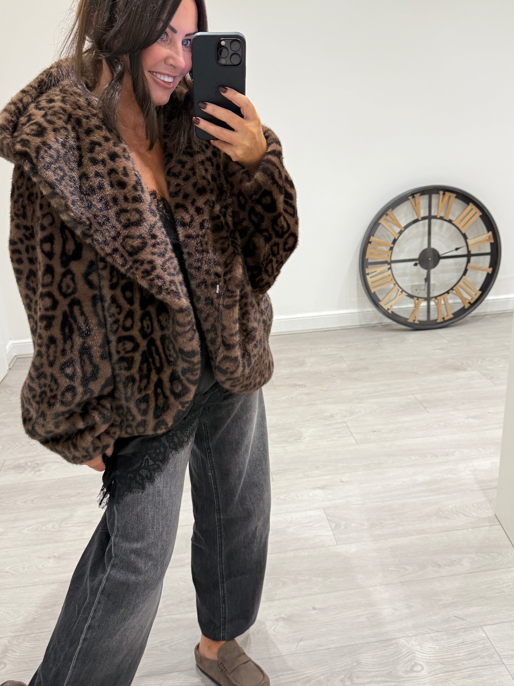 Dark Animal Hooded Faux Fur