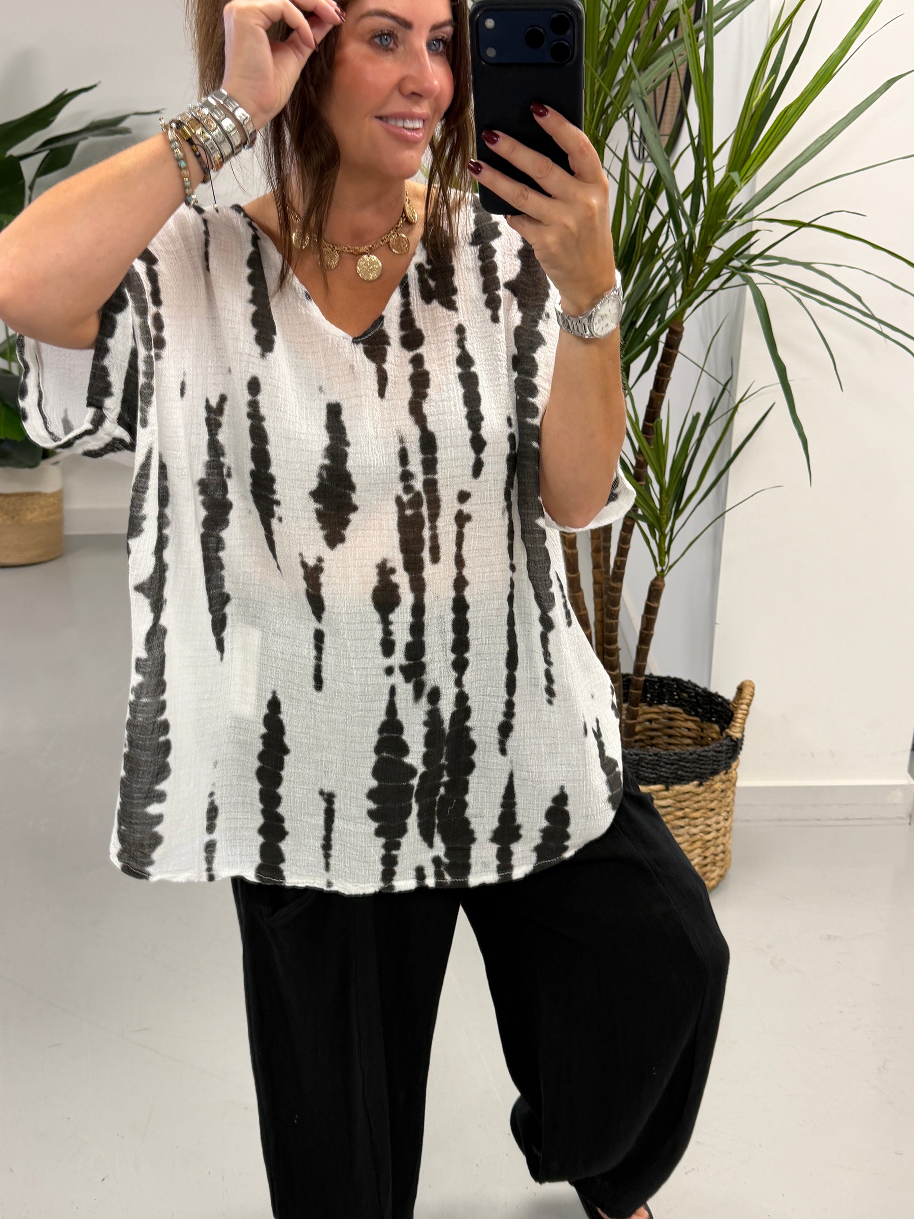 Indiana Tie Dye Tee - Black/White