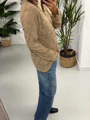 The Lace Turtle Neck Mesh - Camel  (Size 12- 16)