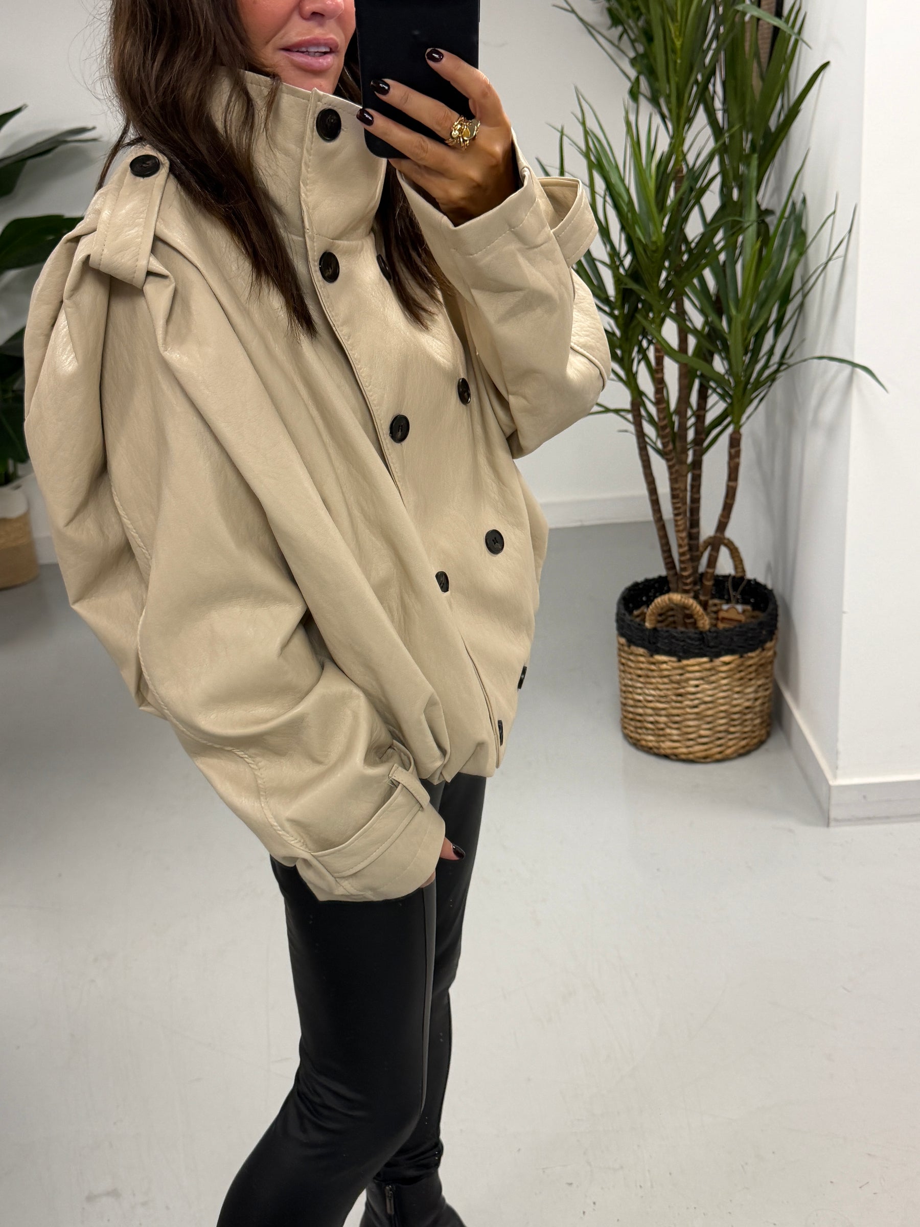 The Braxton PU Jacket - Cream (Size 10-16) PRE ORDER