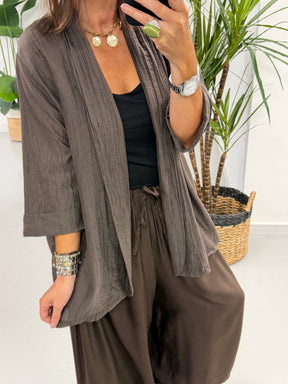 Crinkle Blazer - Chocolate