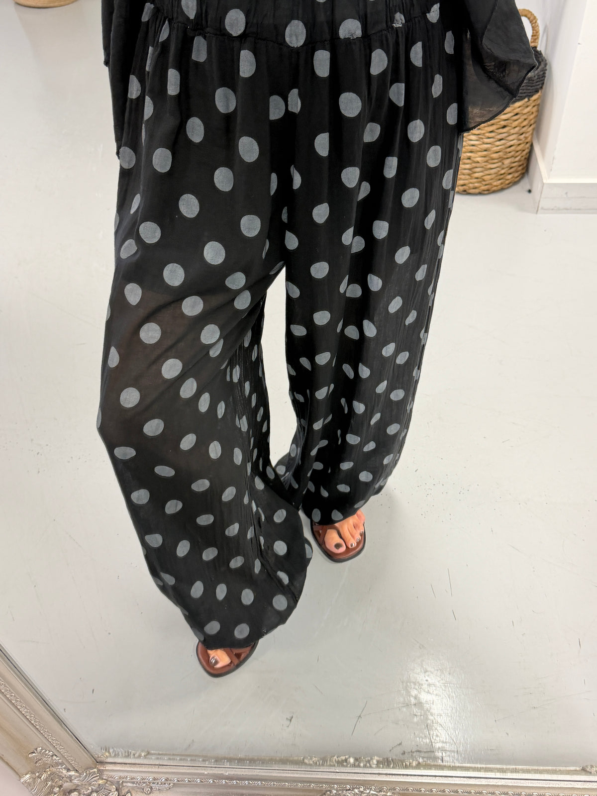 Polka Dot Balloon Pants - Black