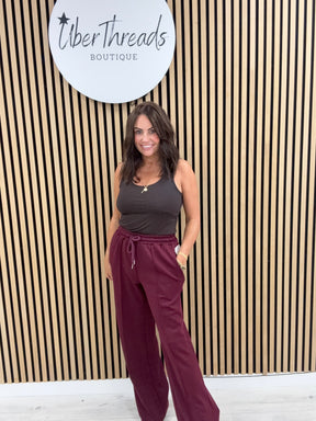 Wide Leg Seam Jogger (std) - Mulberry