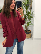 Ruched Sleeve Blazer - Wine (Plus sizes)