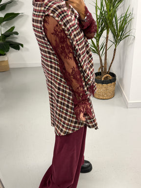 The Bailey Brushed Cotton Plaid Tank - Wine (Size 10-16)