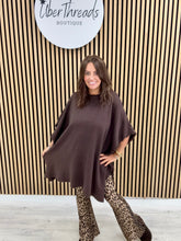 The Frayed Button Poncho - Chocolate
