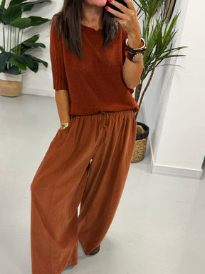 The Barrel Drawstring Needlecord Joggers - Rust