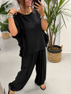 The Side Frill Tunic - Black