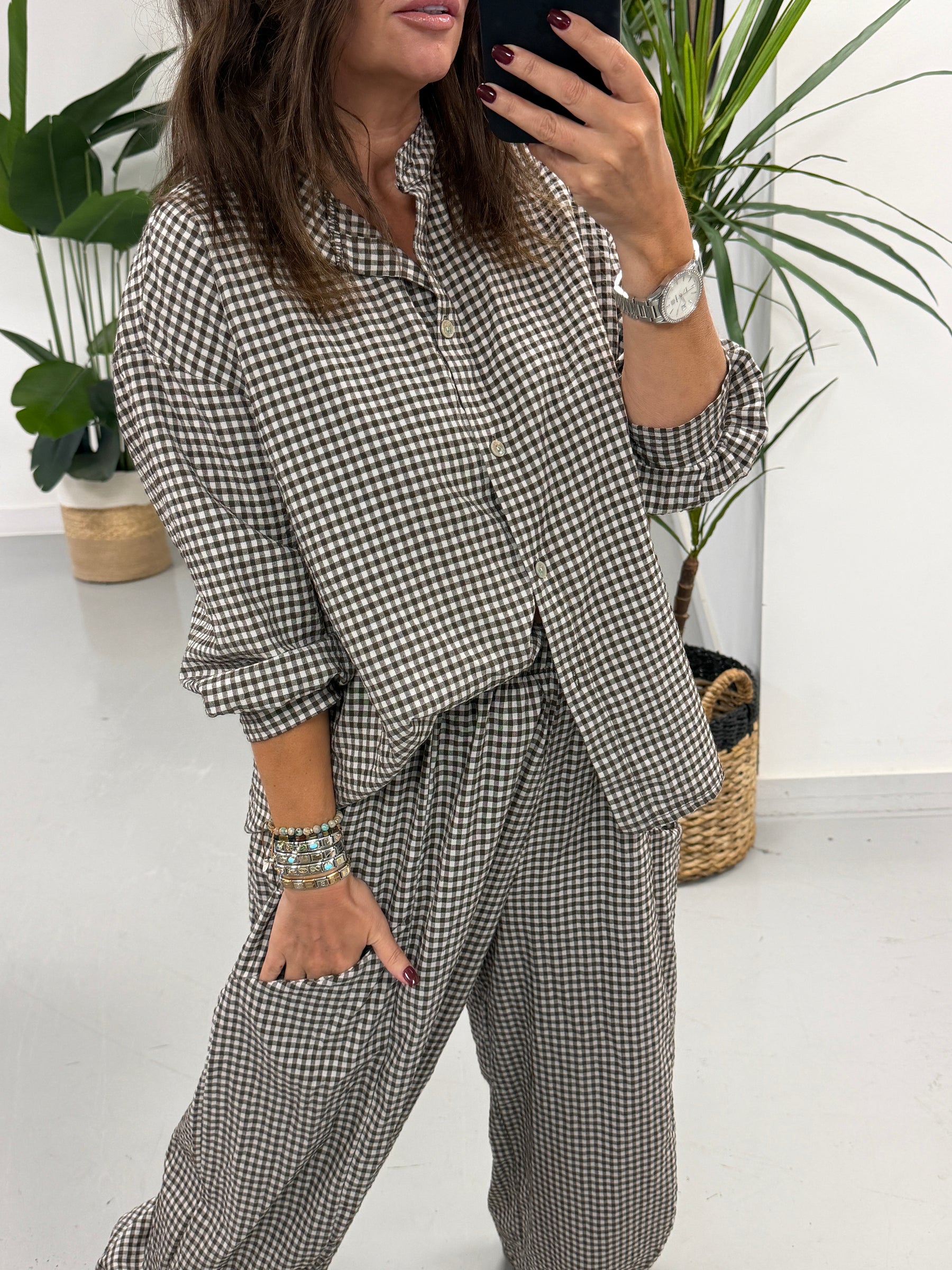 The Vichy Gingham Button Shirt - Chocolate