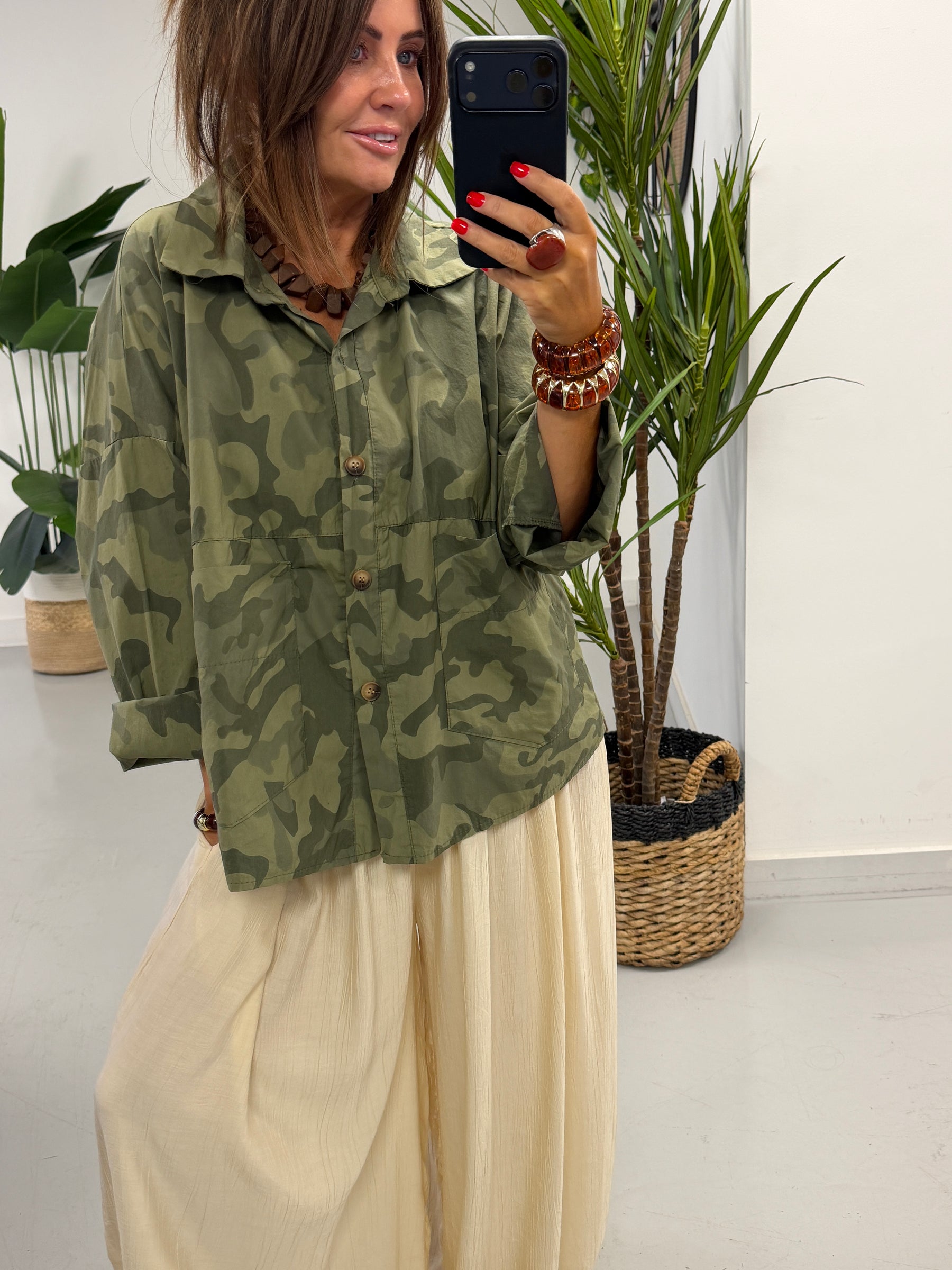 The Retro Camo Shacket - Mid Khaki