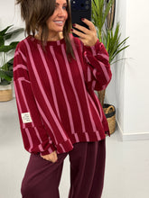Sunset Stripe  “Life Isn’t Perfect” Sweater - Wine/Pink