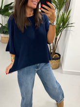 Gracie Crop Sleeve Knit - Navy Blue
