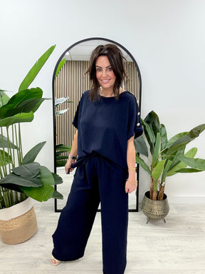 Military Button Co Ord Set - Navy