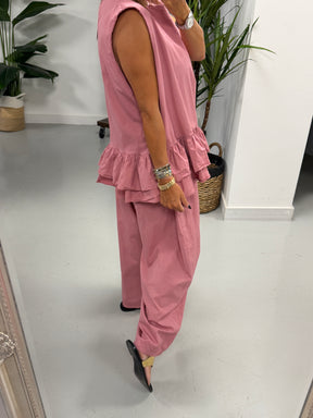 The LuLu Asymmetric Frill Tunic - Raspberry