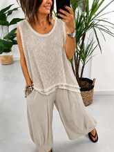 Distressed Mesh Tunic - Stone