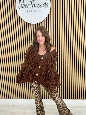 The Shaggy Cardigan - Chocolate