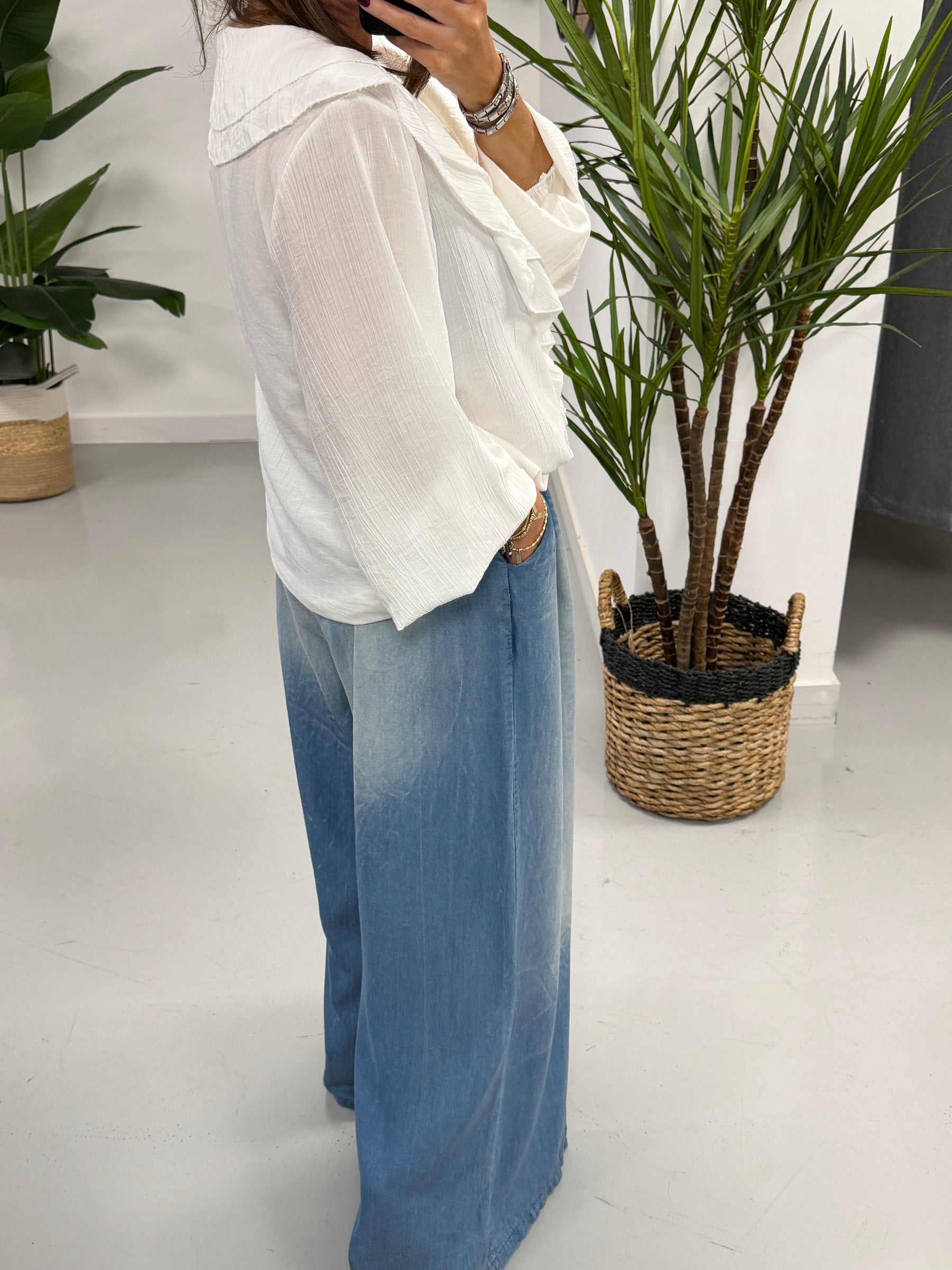 The Crinkle Frill Blouse - White