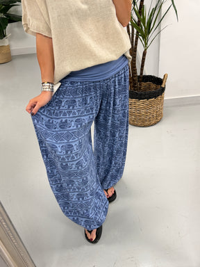 Ali Baba Slouch Pants - Blue Elephant