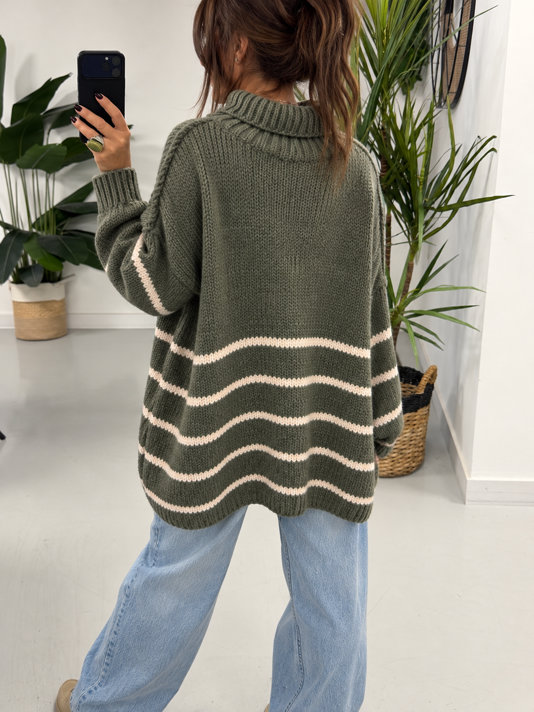 The Rustic Stripe Soft Knit - Khaki/Cream (Size 12-20)