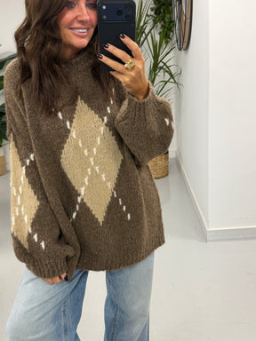 The Argyle Rustic Soft Knit - Mocha (Size 10-18)