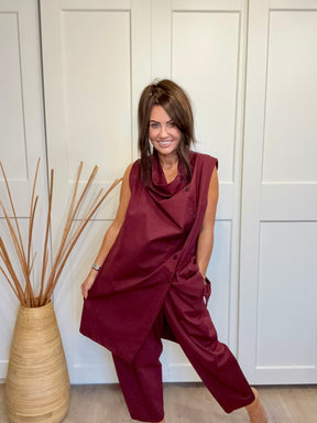 Hampton Asymmetric Ruffle WAISTCOAT - Mulberry