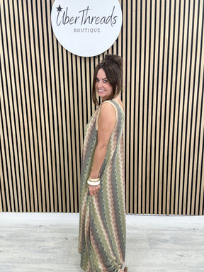 The Luxe Sleeveless Ziggy Maxi - Green/Gold