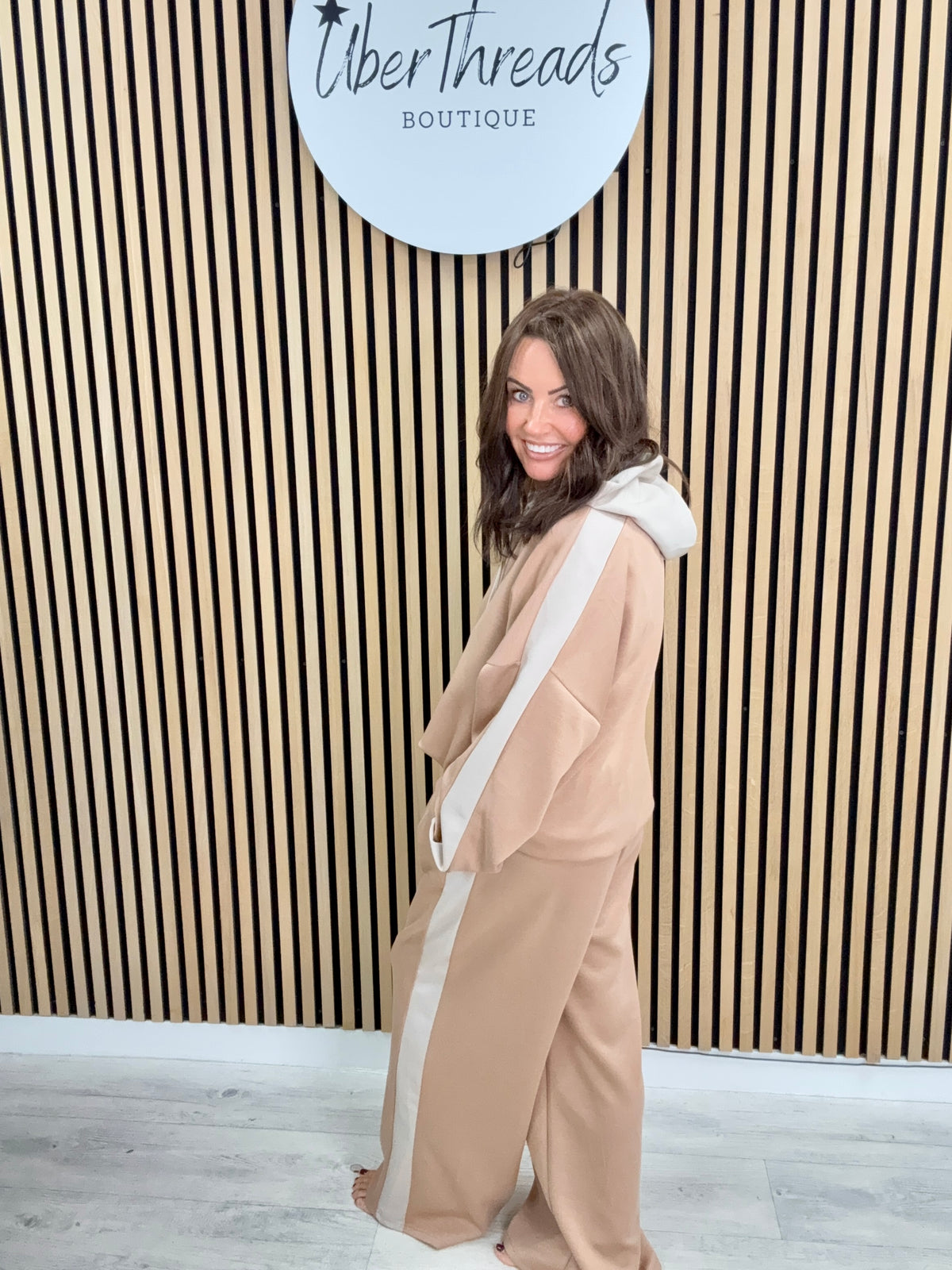The Stripe Scuba Hooded Tracksuit - Camel