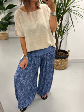 Ali Baba Slouch Pants - Blue Elephant