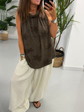 Reverse Collar Embroidered Tunic - Chocolate