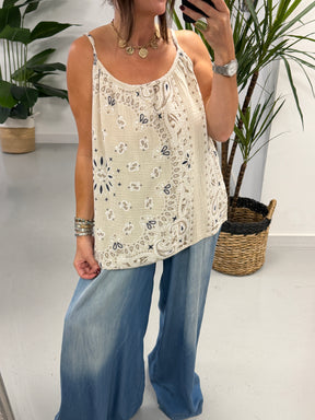 Valencia Bandana Slouch Vest - Cream
