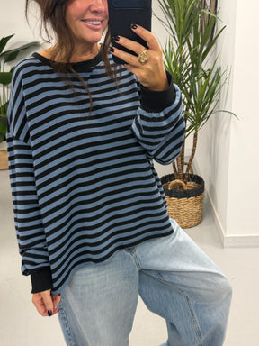 The Weekend Chill Cuff Stripe - Light/Dark Blue  (Special Buy No Return) Size 10 - 14