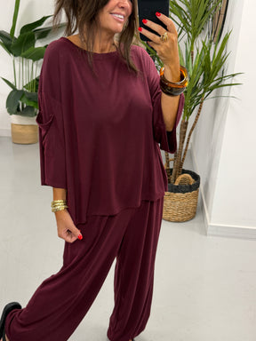 The UTB Weekend Slouch Co-Ord - Wine (Size 2)