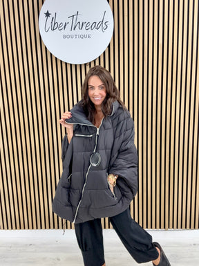 Fly Cape Coat  - Black (sized)