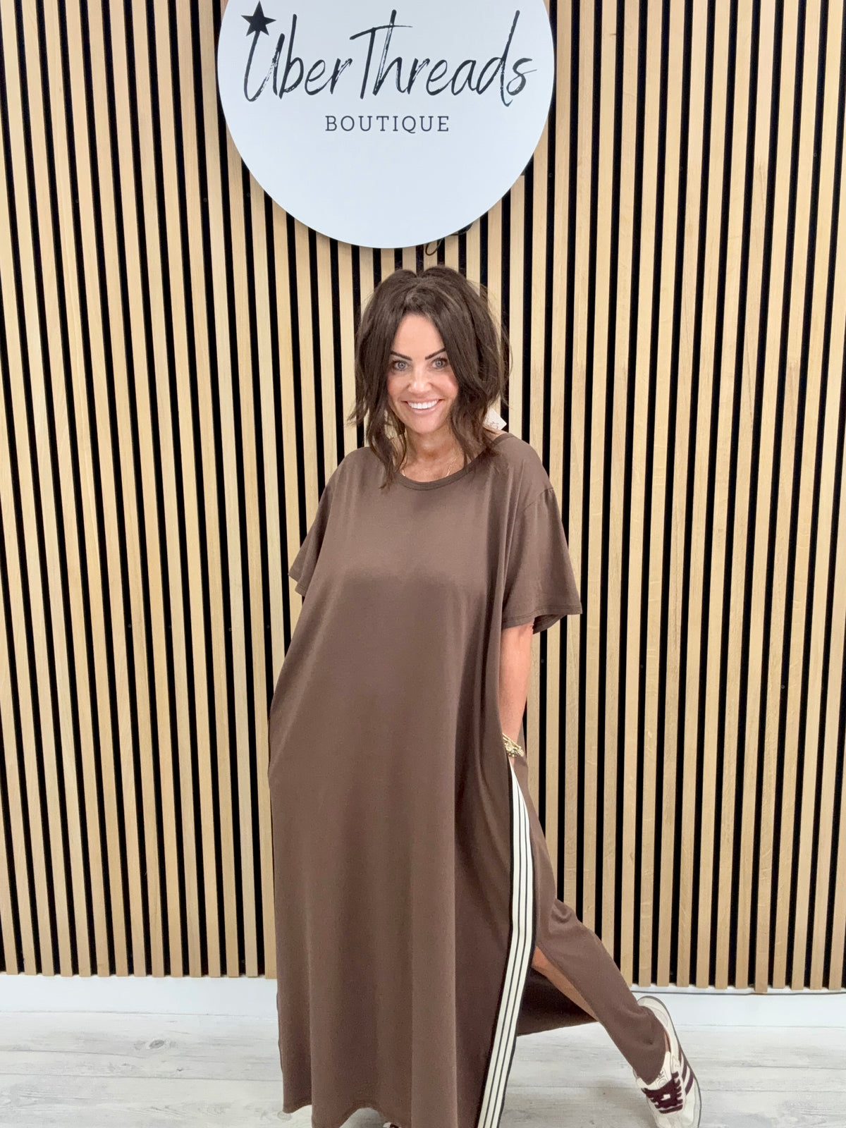 The Autumn Stripe Dress - Chocolate