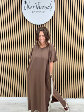 The Autumn Stripe Dress - Chocolate