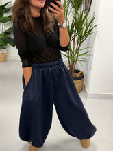 Button Front Balloon Cuff Joggers - Navy (Size 12-20)