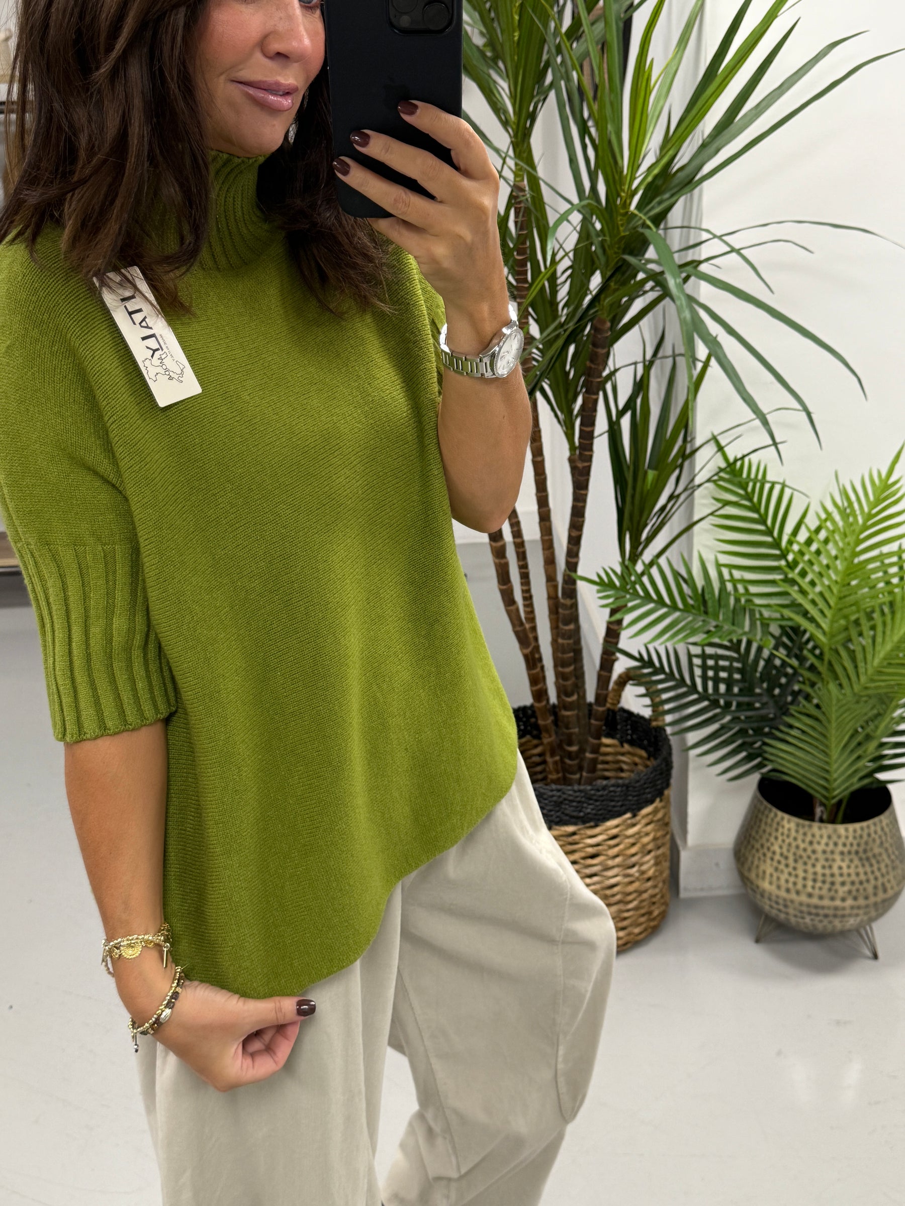 Crop Sleeve Knit - Pistachio