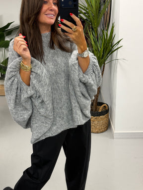 Zeta Otto Chunky Sleeve Knit - Grey